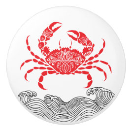 Crab Mandala Red Keramische Knop