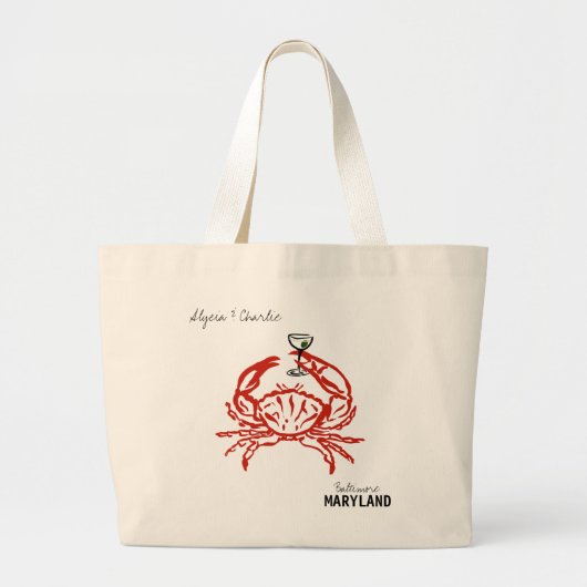 Crab Maryland bruiloft Grote Tote Bag (Voorkant)