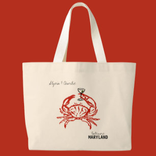 Crab Maryland bruiloft Grote Tote Bag