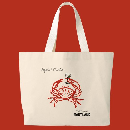 Crab Maryland bruiloft Grote Tote Bag