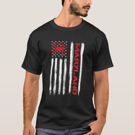 Crab Maryland State  American Flag Crab Lov T-shirt (Voorkant)