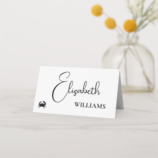 Crab Menu Modern Script Wedding Place Cards (Voorkant)