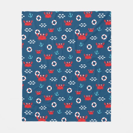 Crab met Lifebuoy Fleece Deken (Voorkant)