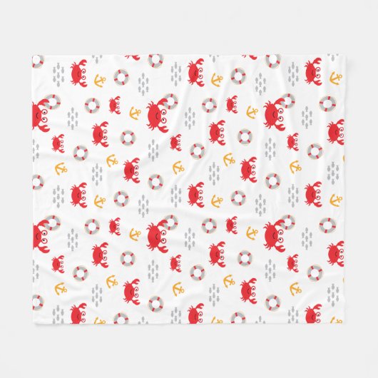 Crab met Lifebuoy Fleece Deken (Voorkant (Horizontaal))