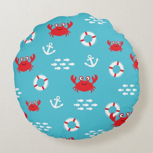 Crab met Lifebuoy Rond Kussen (Achterkant)