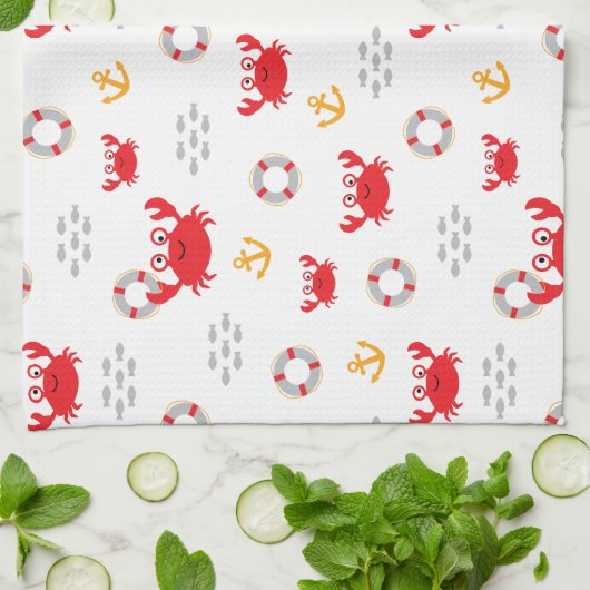 Crab met Lifebuoy Theedoek (Gevouwen)