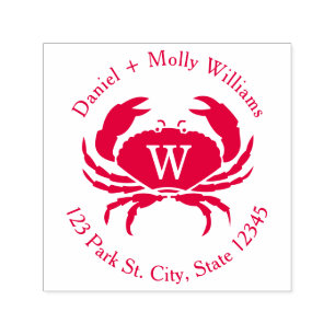 Crab Monogram Adres Zelfinktende Stempel