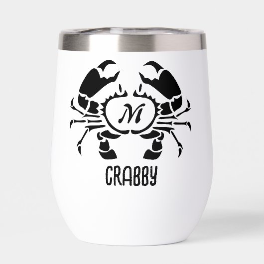 Crab Monogram in een Black Stencil Style (Achterkant)