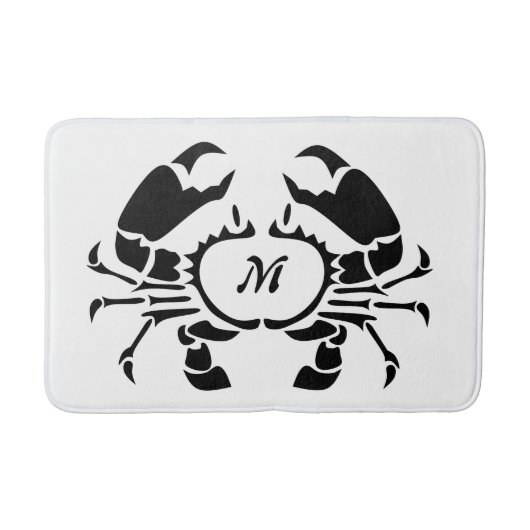 Crab Monogram in een Black Stencil Style Badmat (Voorkant)