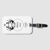 Crab Monogram in een Black Stencil Style Bagagelabel (Voorkant (horizontaal))