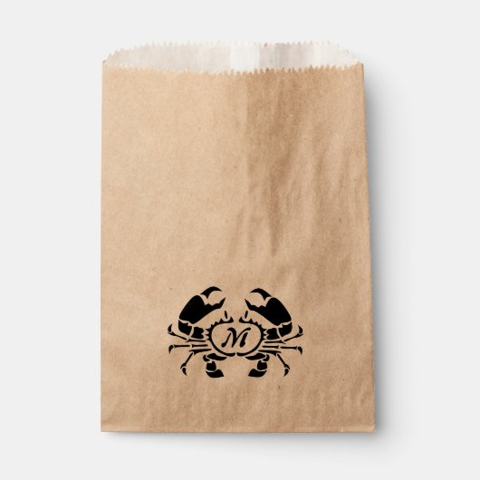Crab Monogram in een Black Stencil Style Bedankzakje (Voorkant)
