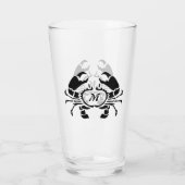 Crab Monogram in een Black Stencil Style Glas (Achterkant)