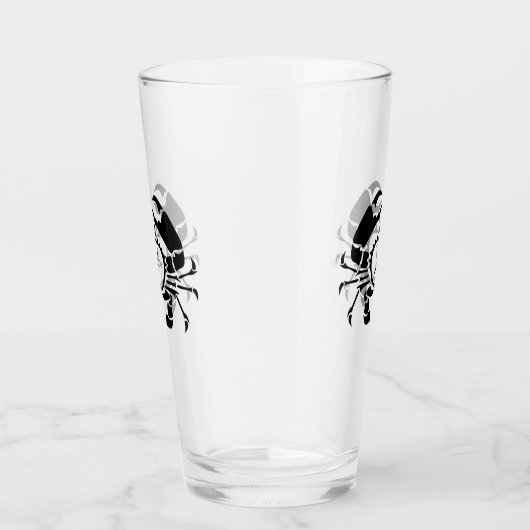Crab Monogram in een Black Stencil Style Glas (Rechts)