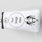 Crab Monogram in een Black Stencil Style Golfheadcover (Voorkant)
