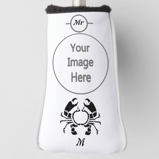 Crab Monogram in een Black Stencil Style Golfheadcover (Draai 90)