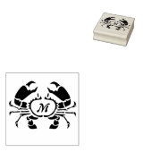 Crab Monogram in een Black Stencil Style Rubberstempel (Gestempeld)