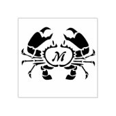 Crab Monogram in een Black Stencil Style Rubberstempel (Afrduk)