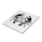 Crab Monogram in een Black Stencil Style Tegeltje (Zijkant)