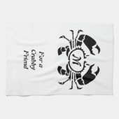 Crab Monogram in een Black Stencil Style Theedoek (Horizontaal)