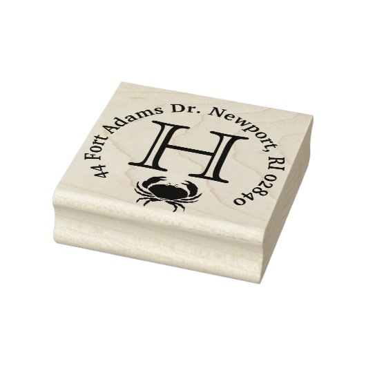 Crab Monogram Return-adres Rubberstempel (Stempel)