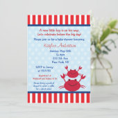 Crab Nautical Baby Shower-uitnodigingen Kaart (Staand voorkant)