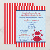 Crab Nautical Baby Shower-uitnodigingen Kaart (Voorkant / Achterkant)