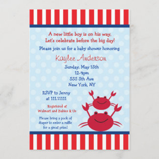 Crab Nautical Baby Shower-uitnodigingen Kaart