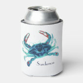 Crab Nautical Blue Blauwgroen Turquoise Aqua Blikjeskoeler (Blikje Voorkant)