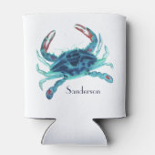 Crab Nautical Blue Blauwgroen Turquoise Aqua Blikjeskoeler (Achterkant)