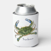 Crab Nautical Blue en Green Blikjeskoeler (Blikje Voorkant)