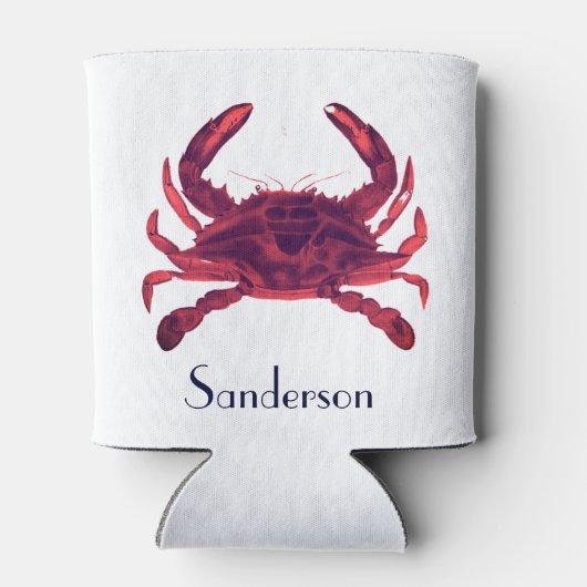 Crab Nautical Burgundy Maroon Red Blikjeskoeler (Achterkant)