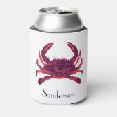 Crab Nautical Burgundy Maroon Red Blikjeskoeler (Blikje Achterkant)