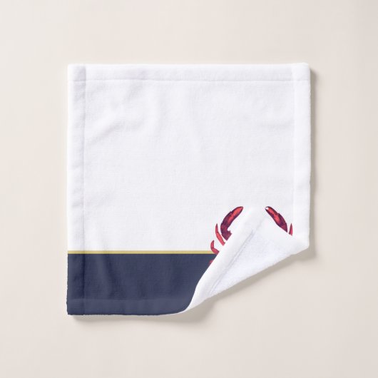 Crab Nautical Burgundy Maroon Red Gold Navy Blue Bad Handdoek (Wasdoekje)
