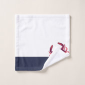 Crab Nautical Burgundy Maroon Red Gray Navy Blue Bad Handdoek (Wasdoekje)