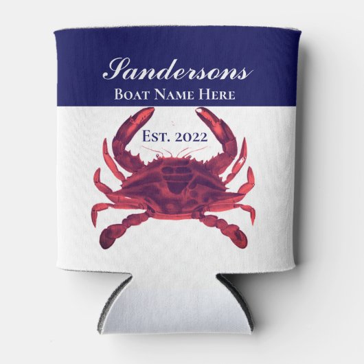 Crab Nautical Burgundy Maroon Red Koelbox Blikjeskoeler (Voorkant)