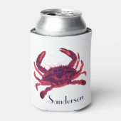 Crab Nautical Burgundy Maroon Red Koelbox Blikjeskoeler (Blikje Voorkant)