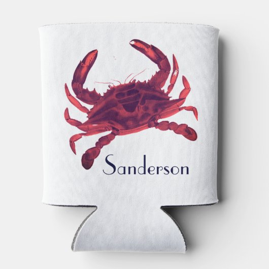 Crab Nautical Burgundy Maroon Red Koelbox Blikjeskoeler (Achterkant)