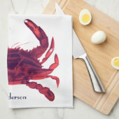 Crab Nautical Burgundy Maroon Red Theedoek (Quarter Fold)