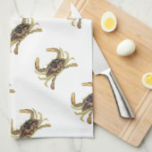 Crab Nautical Coastal Tan Khaki Sandy Kitchen Tow Theedoek (Quarter Fold)