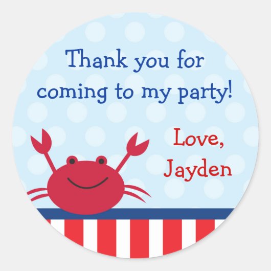 Crab Nautical Favor Stickers (Voorkant)