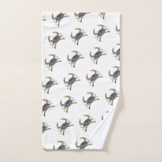 Crab Nautical Grey Blue en Green Bath Towel Set Bad Handdoek (Handdoek)