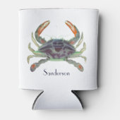 Crab Nautical Grey Blue en Green Blikjeskoeler (Voorkant)