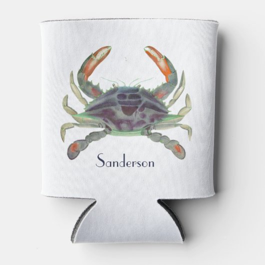 Crab Nautical Grey Blue en Green Blikjeskoeler (Voorkant)