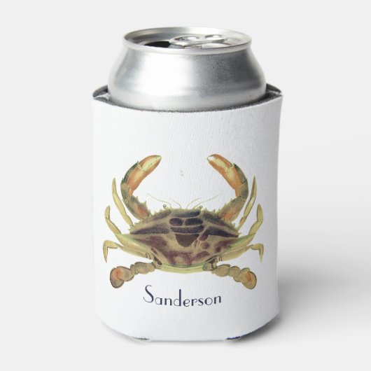 Crab Nautical Grey Blue en Green Koelbox Blikjeskoeler (Blikje Voorkant)