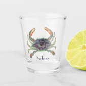 Crab Nautical Grey Blue en Green Shot Glas (Voorkant)