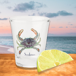Crab Nautical Grey Blue en Green Shot Glas