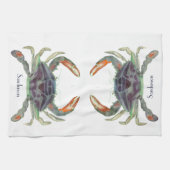 Crab Nautical Grey Blue en Green Theedoek (Horizontaal)