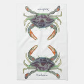 Crab Nautical Grey Blue en Green Theedoek (Verticaal)