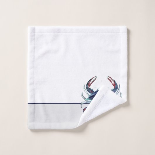 Crab Nautical Navy Blue en Grey Bad Handdoek (Wasdoekje)