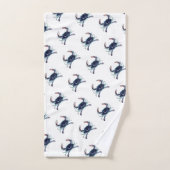 Crab Nautical Navy Blue en Grey Green Bad Handdoek (Handdoek)